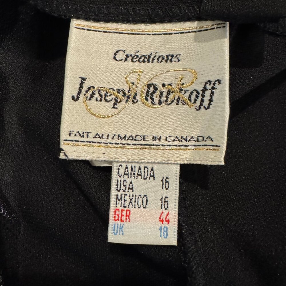 Vintage Joseph Ribkoff Formal Gown Women's 16 Black Snakeskin Panel Made in Cana - Picture 7 of 10